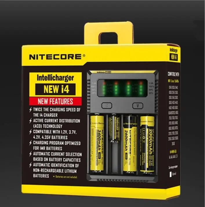 Новинка умное зарядное устройство NiteCore/Knight Cole для аккумуляторов Ni-MH/li-ion I4 186504 |