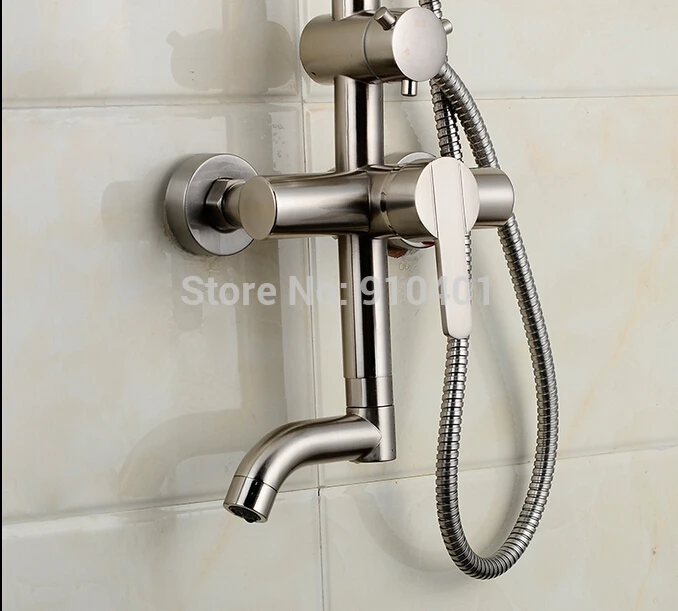 Luxury 8&quot Rain Shower Head Brushed Nickel Faucet Set Tub Mixer Tap 0000 | Дом и сад