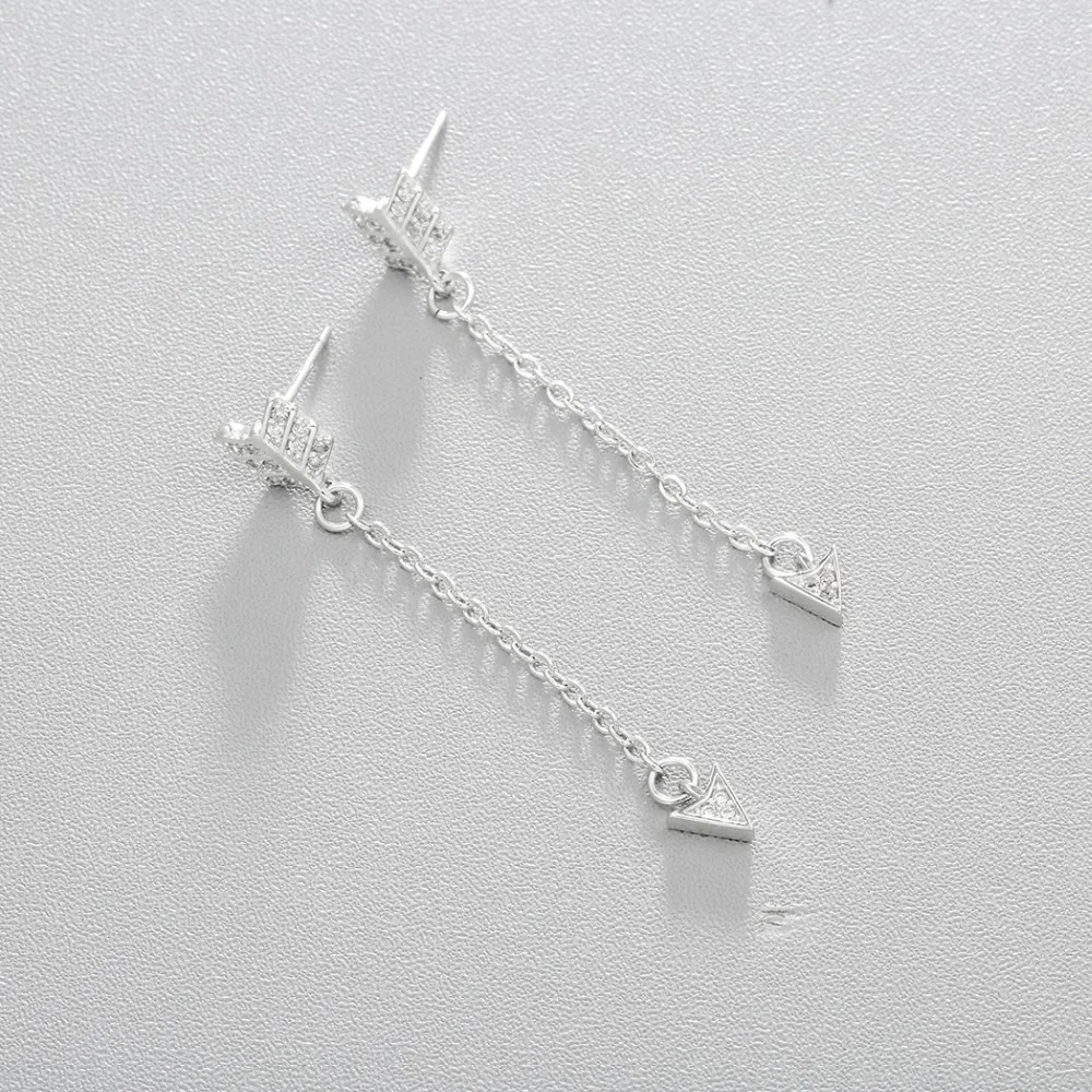 Cxwind The Arrow of Love Tassel Earrings Charm Feather Zircon Triangle Earring for Women Beautiful Jewelry Wholesale | Украшения и