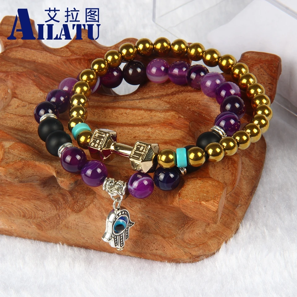 Ailatu новые продукты натуральный Фиолетовый Оникс Камень бисер античный