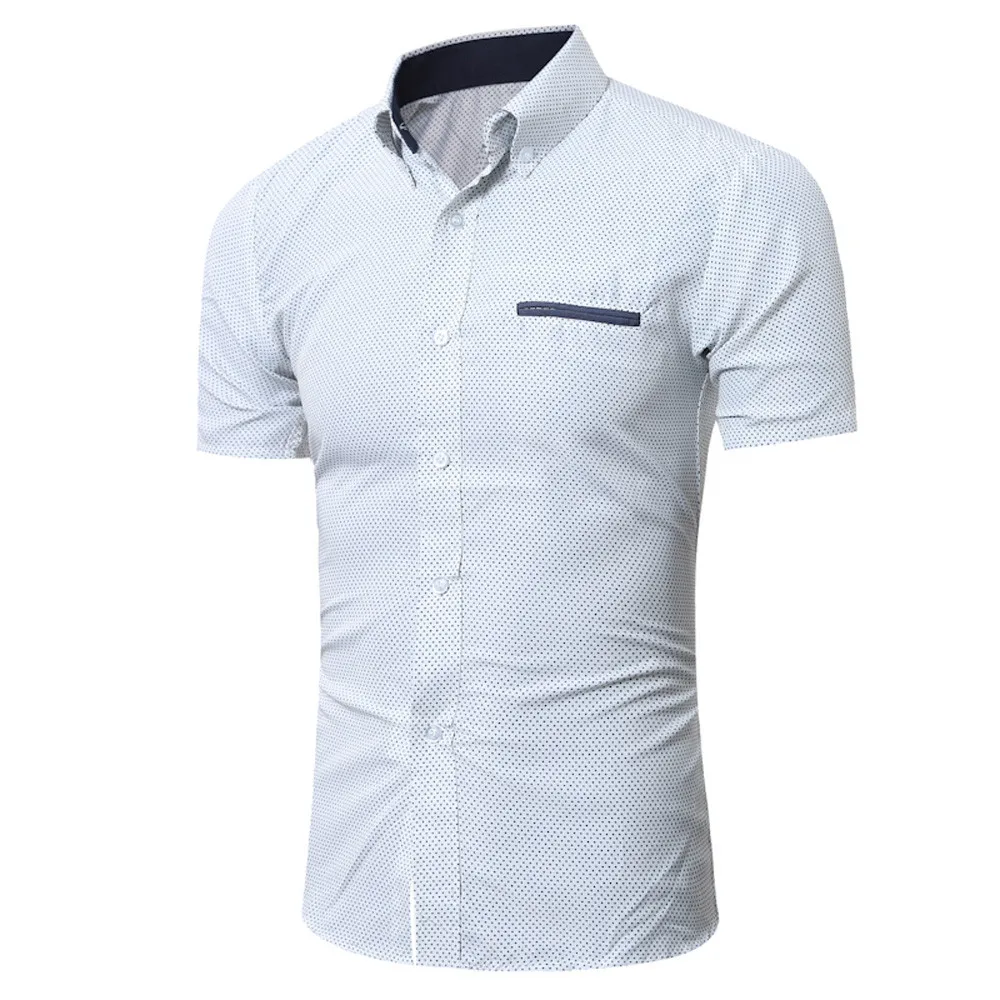 Мужская рубашка Muqgew приталенная формальная Повседневная с коротким рукавом
