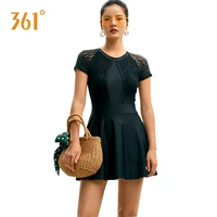 361 women short sleeve swimsuits dress female swimsuit with skirt one piece swimsuits black conservativ large size bathing suits