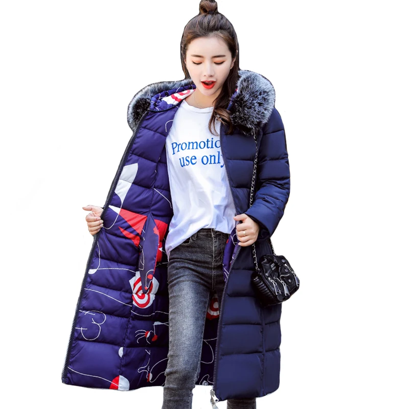 

Both Two Sides Can be Wear Hooded Female Coat Coats Long Parka With Fur Collar High Quality Warm Womens Winter Jackets LJ0859