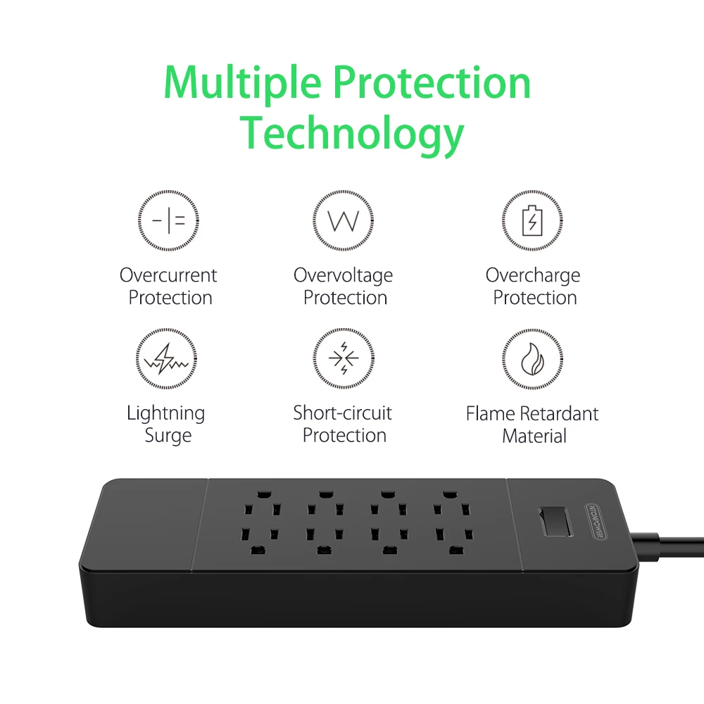 NTON Защита от перенапряжения питания семейная полоса 8 AC 4 USB зарядное устройство