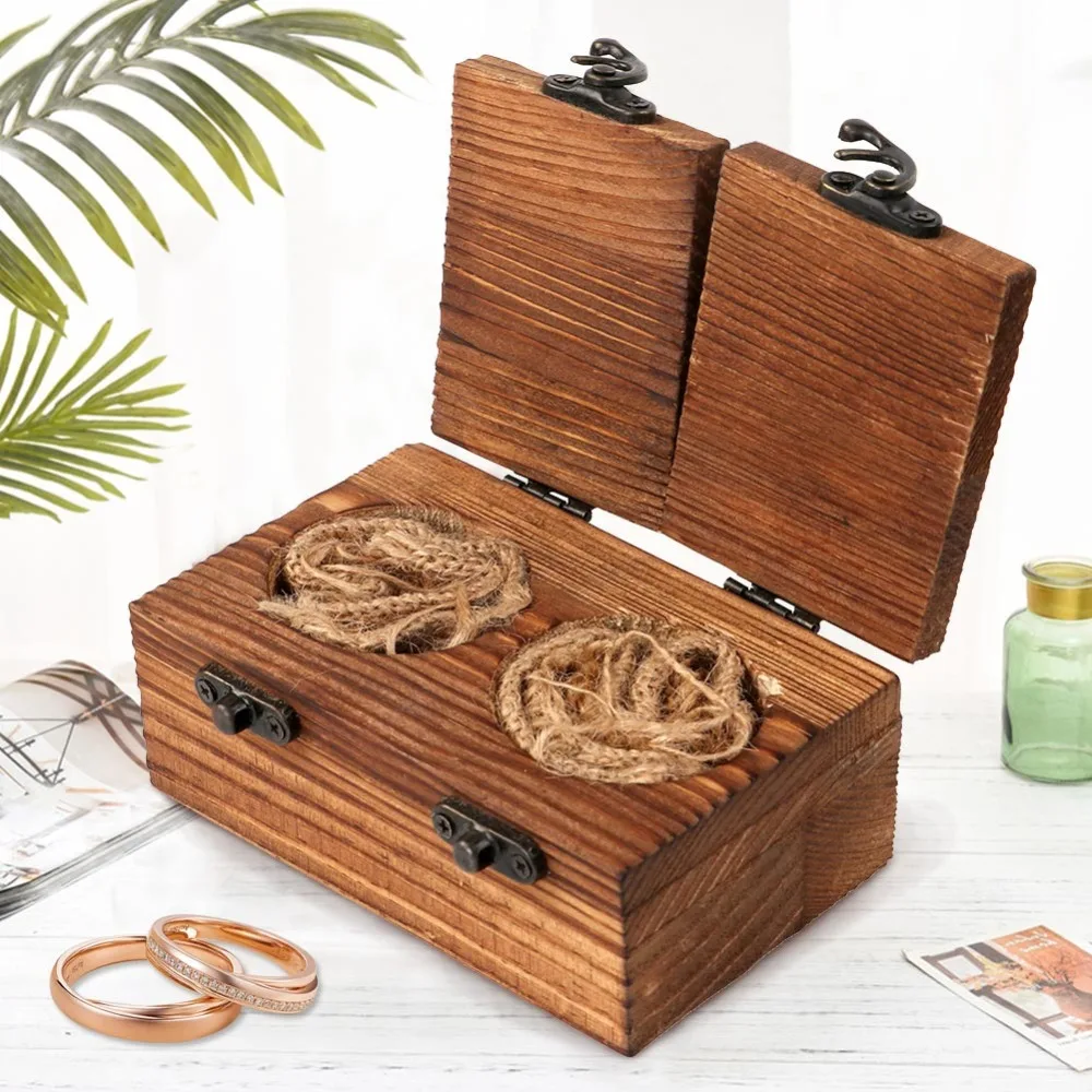 Деревянная коробка для обручального кольца OurWarm Mr Mrs деревянная Свадебный декор в