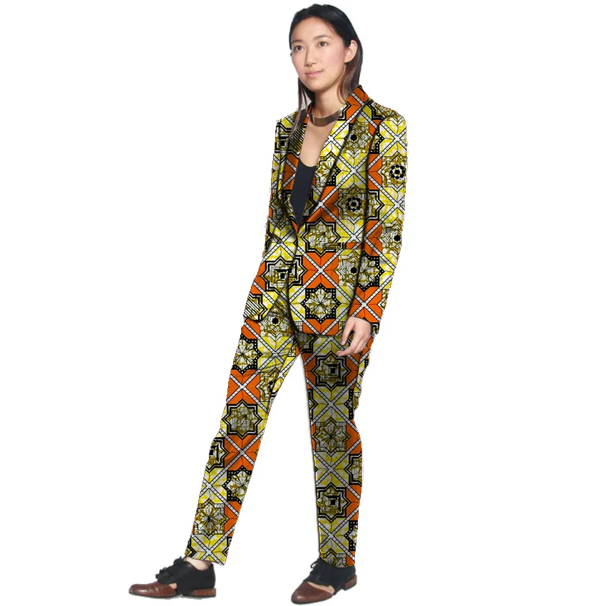 

Shawl Collar blazers for women with trouser custom African print pant suits dashiki set clothing elegant Ankara suits