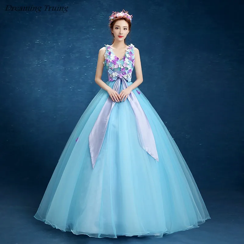 Блестящее бальное платье светло голубого цвета Quinceanera Vestidos 15 Anos 2019 с открытыми