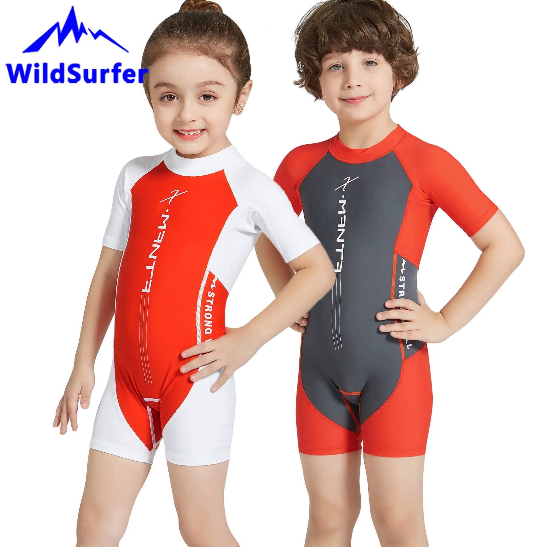 Детский слитный купальник WildSurfer одежда для плавания с коротким рукавом и молнией
