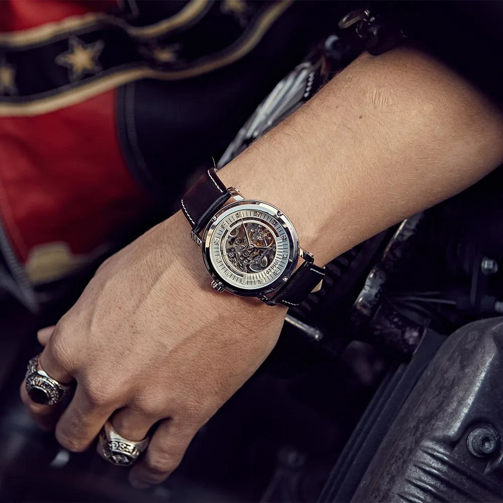 2017 TIME100 мужские Механические часы Автоматические с автоподзаводом ажурный