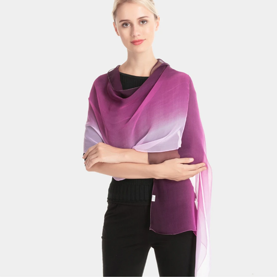 2019 Gradation Color Silk Scarf Women Georgette Shawl Lady Thin Beach Towel Wraps Female Simulation Scarves Wholesale |
