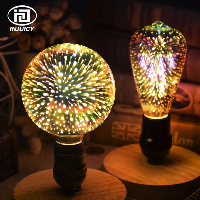 Edison Новинка 3D LED E27 красочные фейерверки лампочки винтажные атмосферные