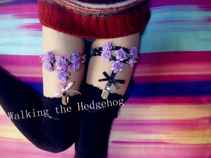 Леггинсы в стиле Харадзюку для девочек модные леггинсы с подвязками цветами на