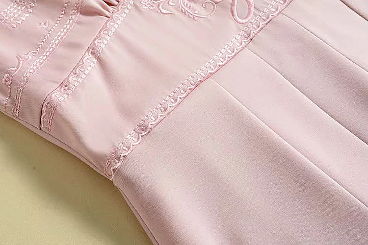 Длинное платье, высокое качество, лето, новые женские модные вечерние, повседневные, сексуальные, для работы, винтажные, элегантные, шикарные, с вышивкой, розовые платья