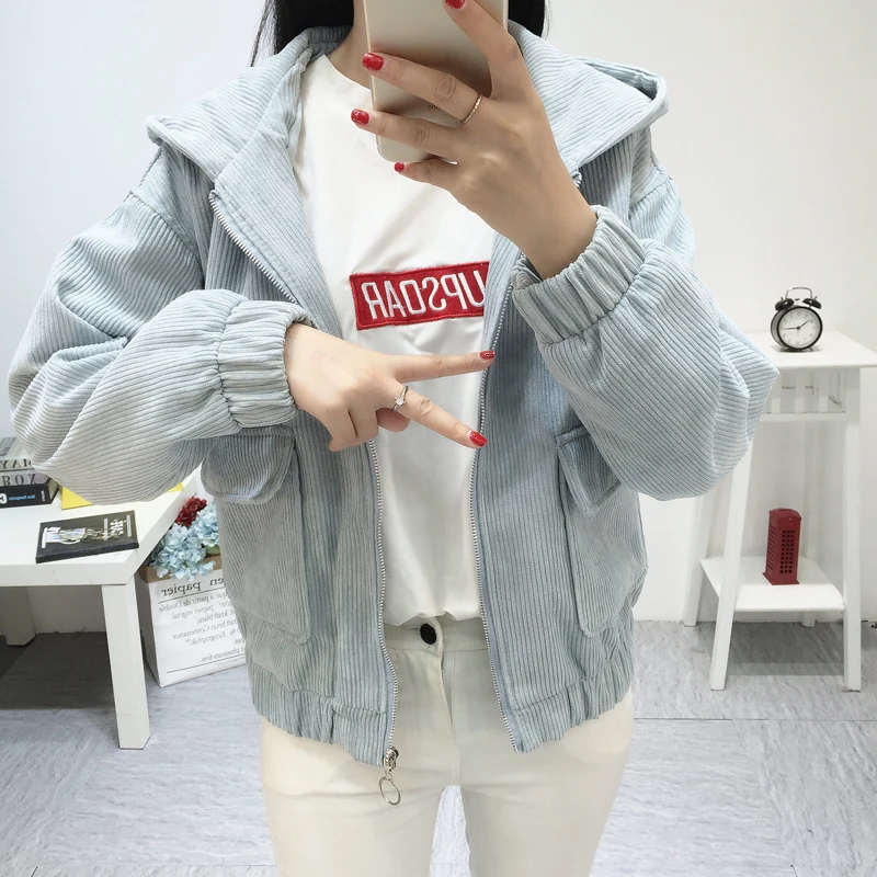 Вельветовая куртка для женщин новинка весны 2019 короткие женские пальто с