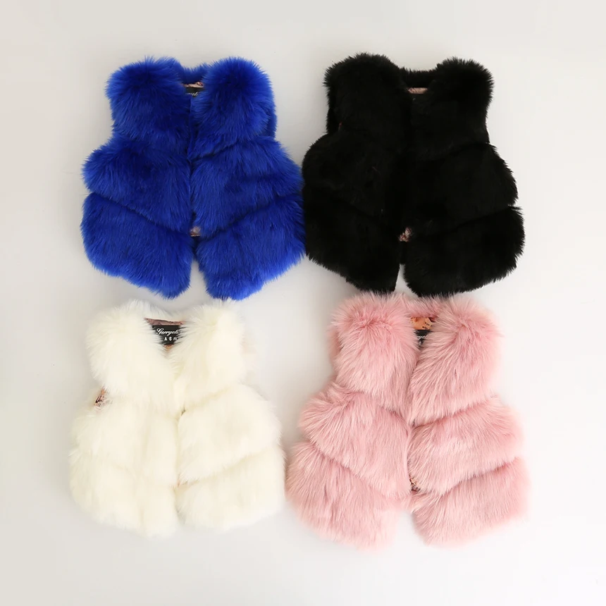 Новые Детские Детская мода Искусственный мех жилет принцесса конфеты Элегантный