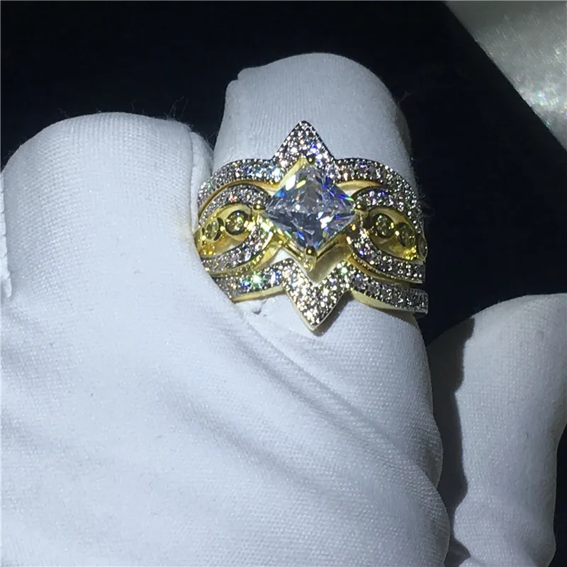 Unique Design ring sets Silver color AAAAA Cz Stone Anniversary wedding band for women Men Party jewelry | Украшения и аксессуары