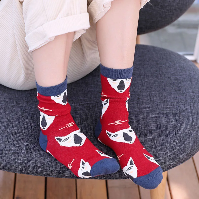 Модные Разноцветные хлопковые длинные женские носки с героями мультфильмов