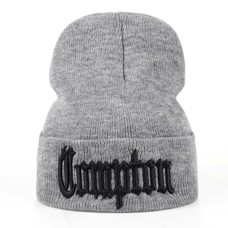 VORON, новинка, Западный пляж, гангста, nwa compton, зимние теплые модные шапочки, вязаная облегающая шапка, шапки, хип-хоп, gorros, вязаная шапка - Цвет: Серый