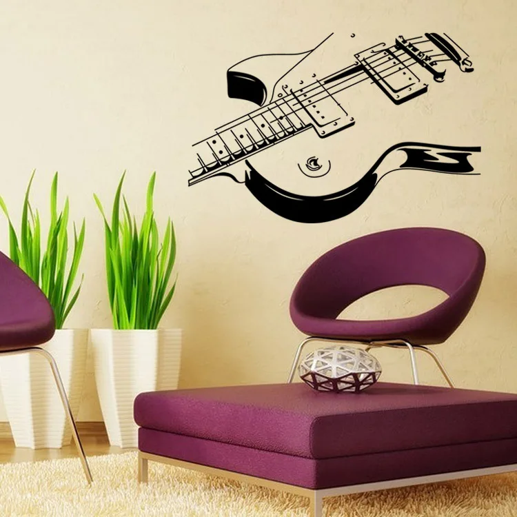 

New Play The Guitar Vinyl Wall Sticker Home Decor Music Decal For Music Player