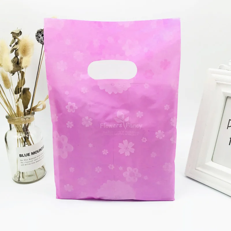 50 шт фиолетовый/ярко розовый цветок пластиковые подарочные пакеты бутик вектор