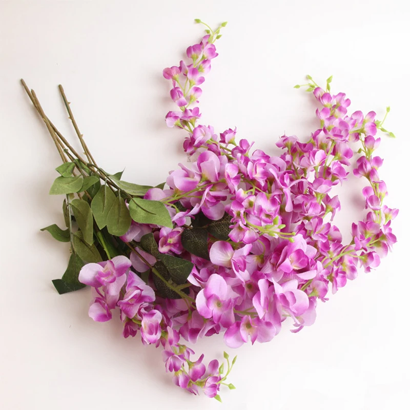 

5PCS/LOT (each piece with 3 branch es) Artificial Wisteria Rattan Silk Flower Wreath for Home Party Wedding Floral Decoration
