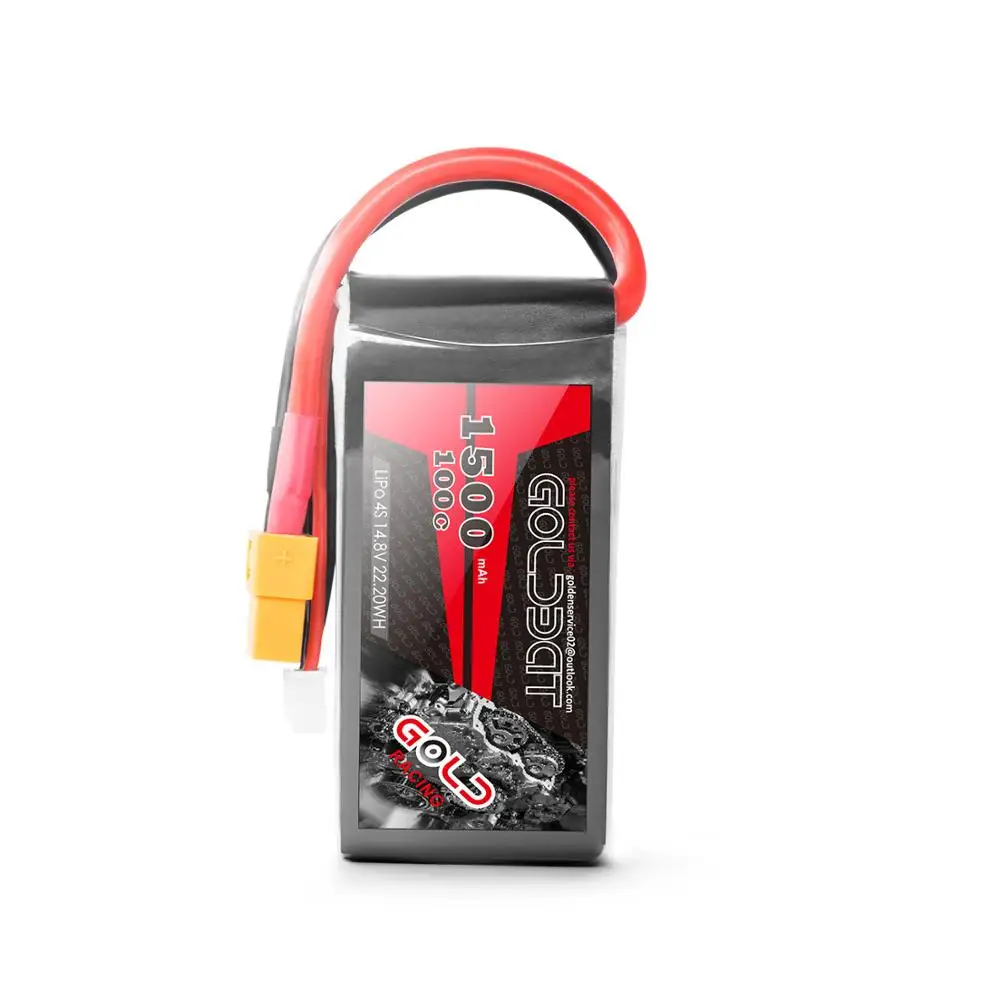 2 шт. GOLDBAT 1500 мАч 4S батарея lipo для Дронов 14,8 в Lipo батарея 4S для fpv 100C lipo с XT60 разъем для самолета FPV Racing - Цвет: 1 pack