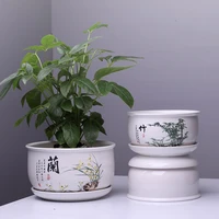 green plant flower pot ceramic belt tray extra large personality creative succulent plant indoor balcony green plant pots