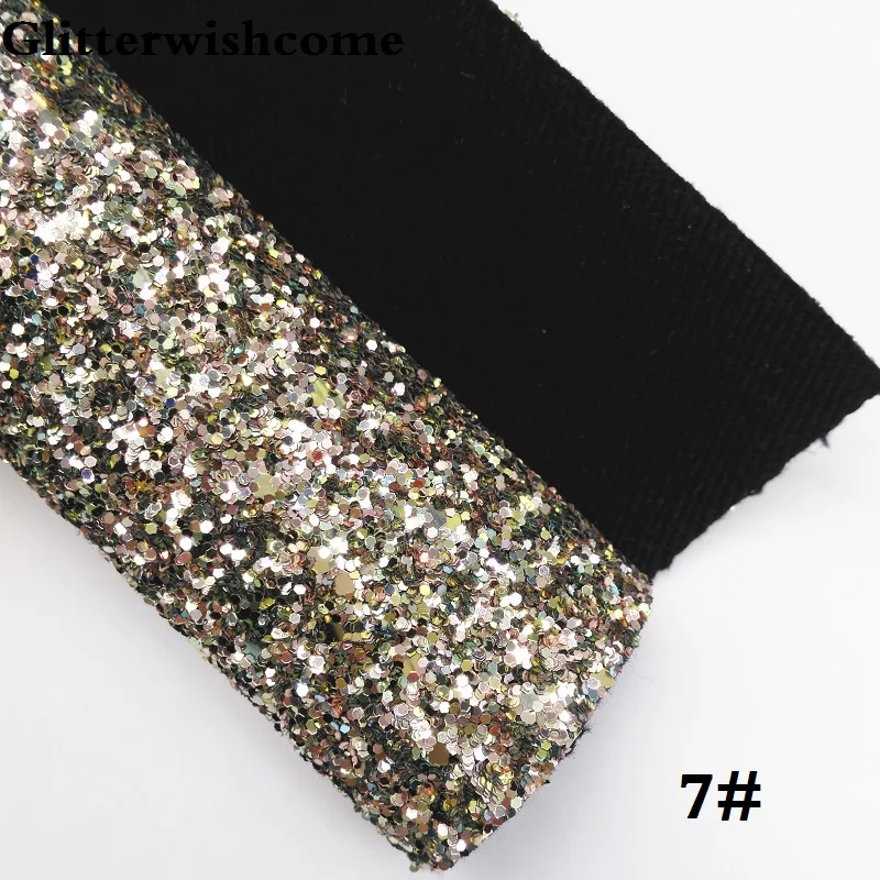 7 Glitterwishcome 21X29 см A4 размер винил для бантов, сверкающий толстый блеск кожа ткань винил для бантов, GM098A - Цвет: 7