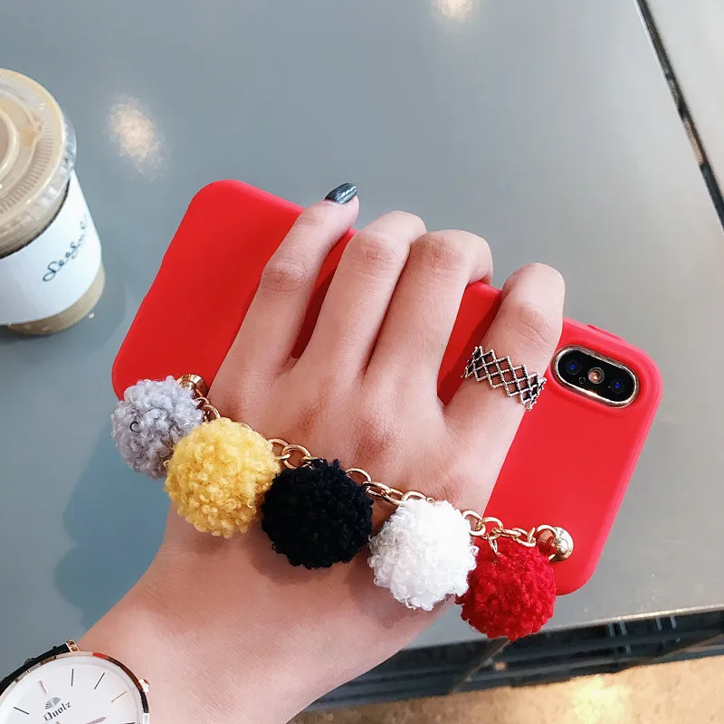 Teobaldo зима ткань чехол для телефона iPhone 6 6S 7 8 Plus X случае 3D Симпатичные помпон с
