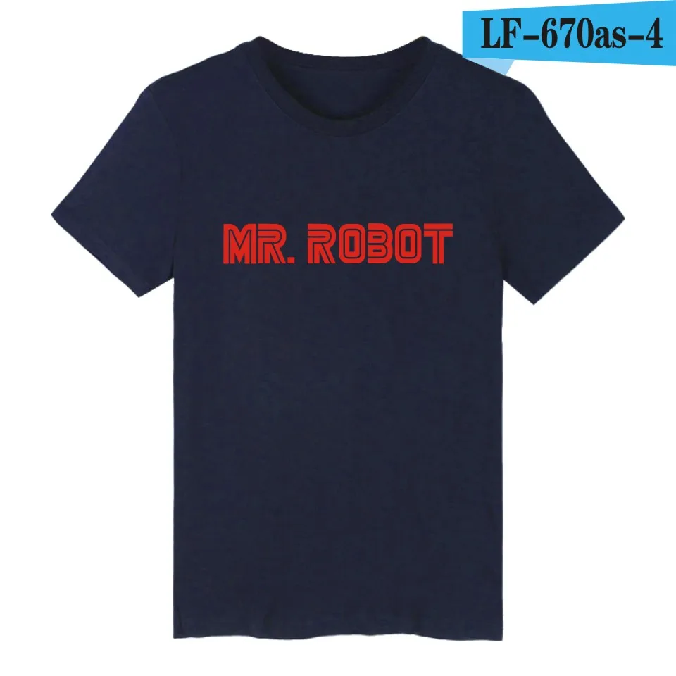 navy blue LUCKYFRIDAYF Mr Робот Fsociety принт Забавные футболки для мужчин s короткий рукав футболки и Mr робот футболка для мужчин хип-хоп летние футболки - Цвет: navy blue