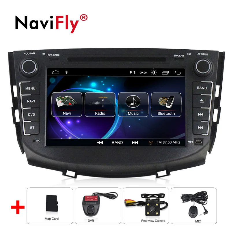 NaviFly Android 8,1 Автомагнитола gps для Lifan X60 с dvd Мультимедиа Стерео плеером 8 дюймов 2 din головное устройство 1080P HD 2 Din wifi FM