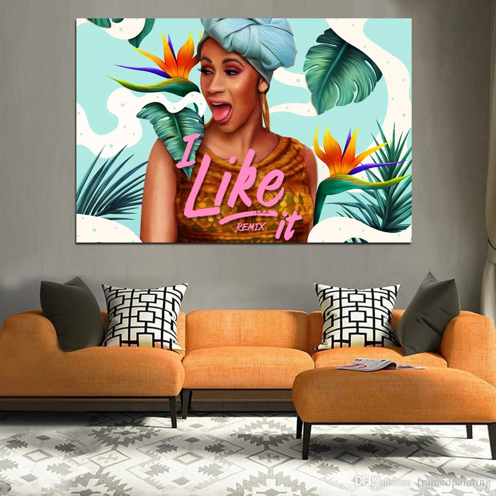 Cardi B - I Like It Music Poster Art canvas poster Wall Pictures for Living Room No Frame | Дом и сад