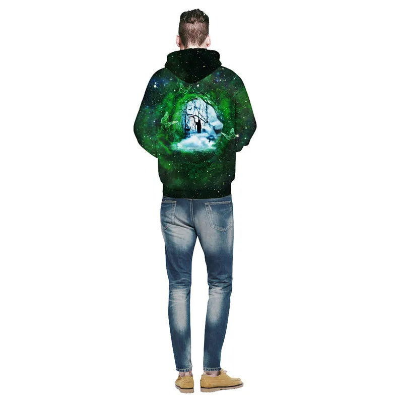

2019 men's spring autumn print A god of death coming from dream butterfly forest loose 3D Hoodies Sweatshirts funny tracksuits