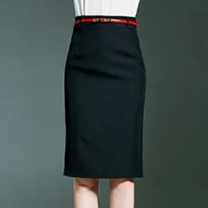 Женская юбка-карандаш с завышенной талией, черная деловая облегающая юбка-карандаш с высокой талией, офисная юбка для осени