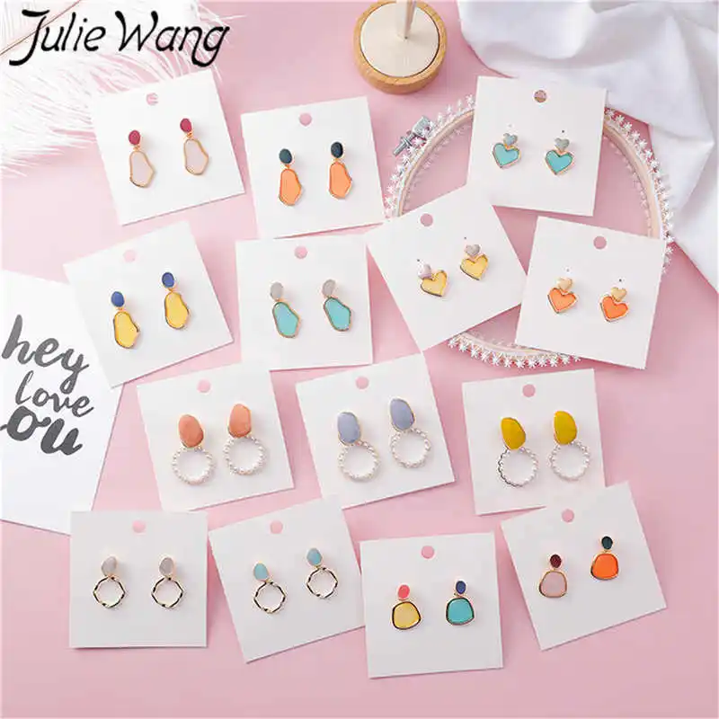 Julie Wang 1 пара акриловых шпильки геометрической формы серьги различной
