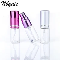 nbyaic 5pcs 5 ml mini portable color glass bottle with aluminum sprayer empty cosmetics travel container 8 colors available