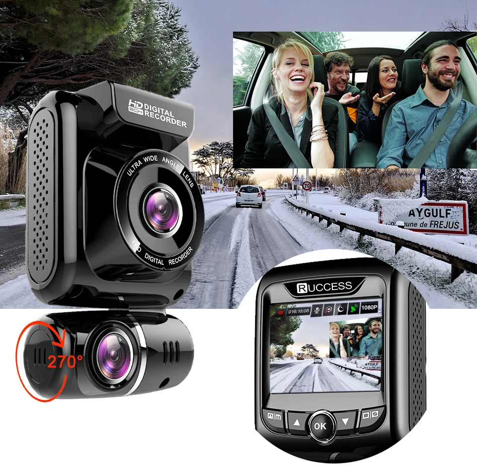 Ruccess DVR 2," gps Автомобильный видеорегистратор камера с двумя объективами видеорегистратор Full HD 1080P Автомобильная камера рекордер 150 градусов ночное видение g-сенсор WDR