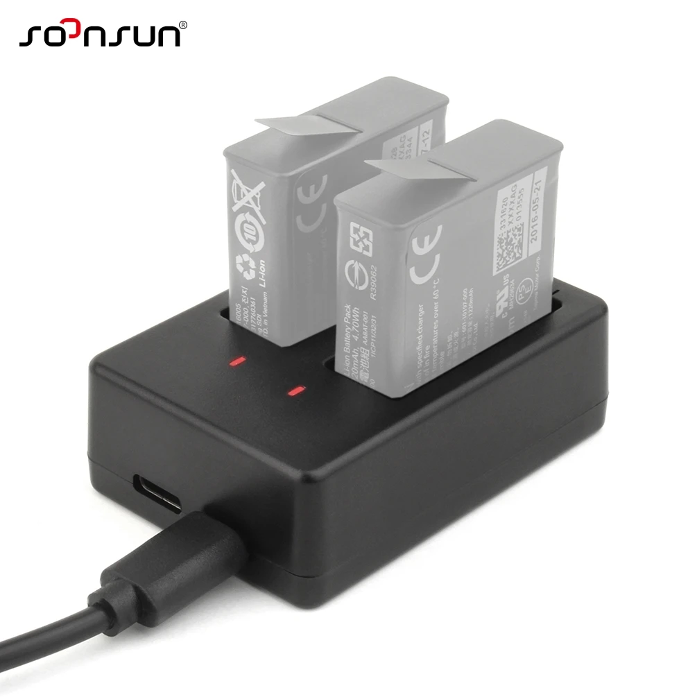 Зарядное устройство SOONSUN с двумя слотами USB зарядная док станция кабелем для GoPro