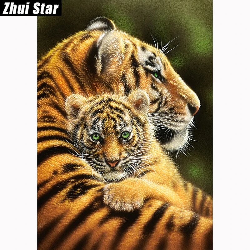 Zhui Star 5D алмазная живопись сделай сам вышивка Тигр полноразмерная Алмазная