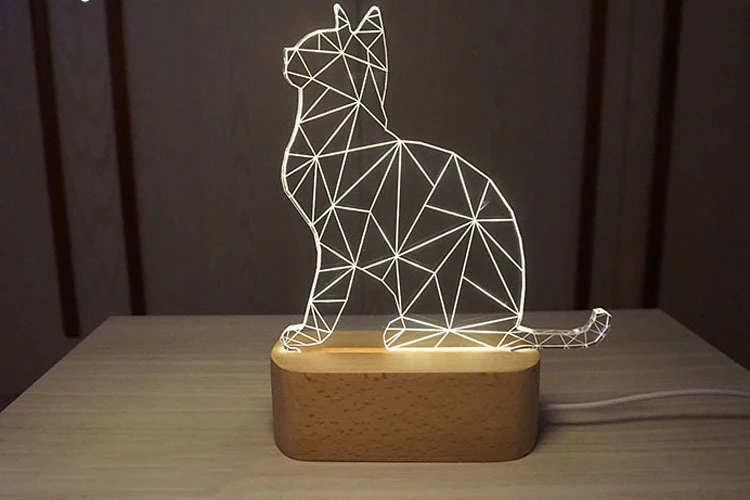 2 Mycyk 3d твердый деревянный подарок usb Ночник подарок домашний День Святого Валентина кошка ходить назад моделирование Шиба ину Такса в форме ночной лампы - Цвет: 2