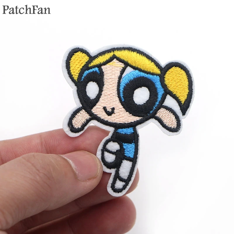 A0201 Patchfan The Powerpuff девочки, наклейка вышитая DIY железная/нашивка аксессуары новейшие популярные лоскуты аппликации