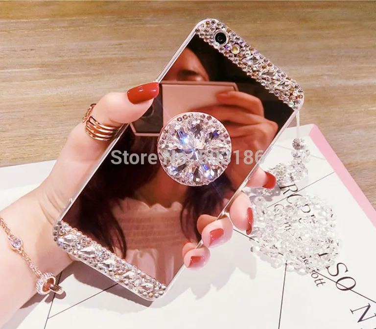 For OPPO A57 A39 A59 F1s R11 R11s Plus R15 Pro R15X K1 R17 A83 Rhinestone Mirror Case Diamond Ring Holder Cover | Мобильные телефоны