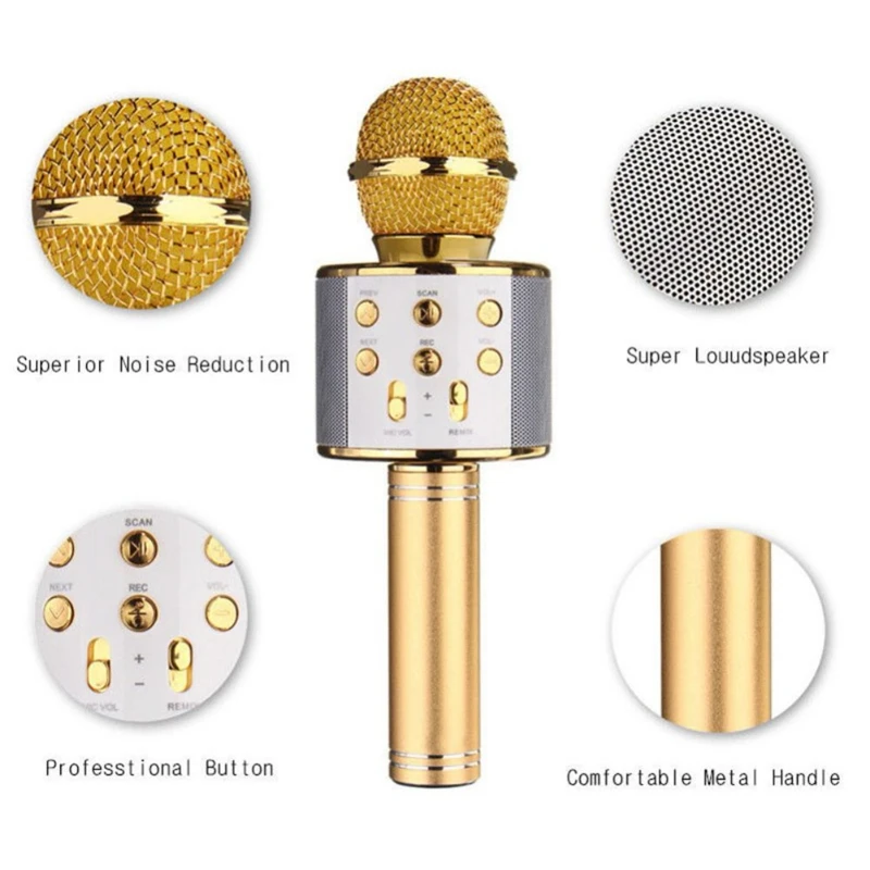 WS858 Bluetooth беспроводной микрофон караоке конденсаторный волшебный для динамик