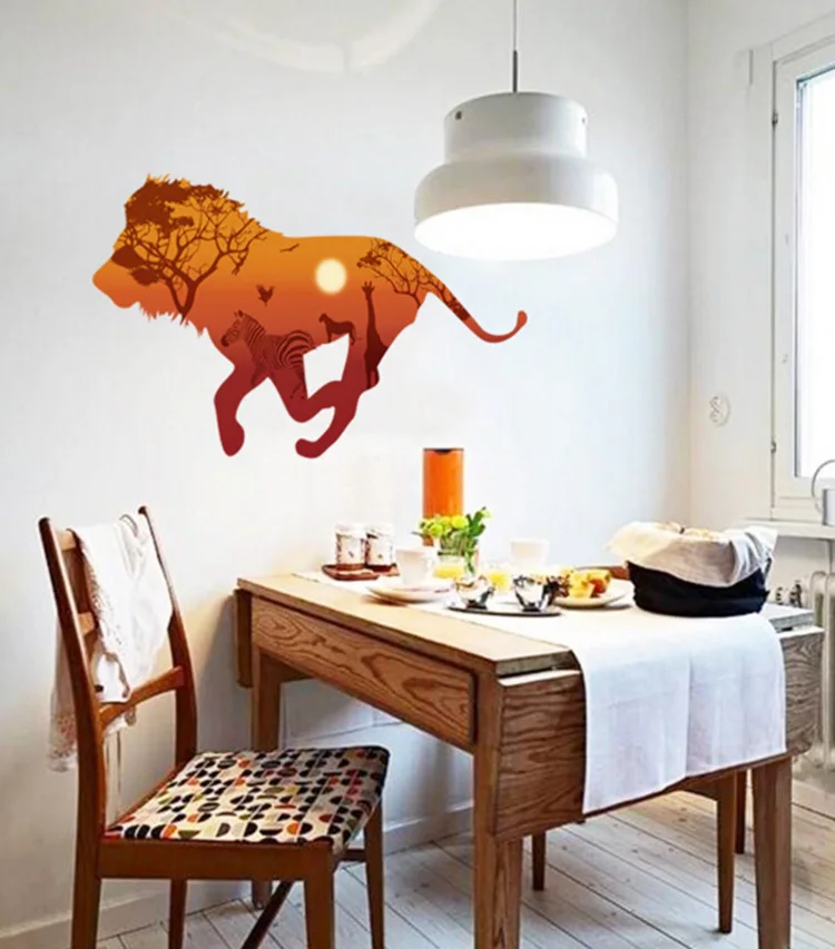Большие настенные Стикеры с силуэтом льва домашний декор съемные художественные