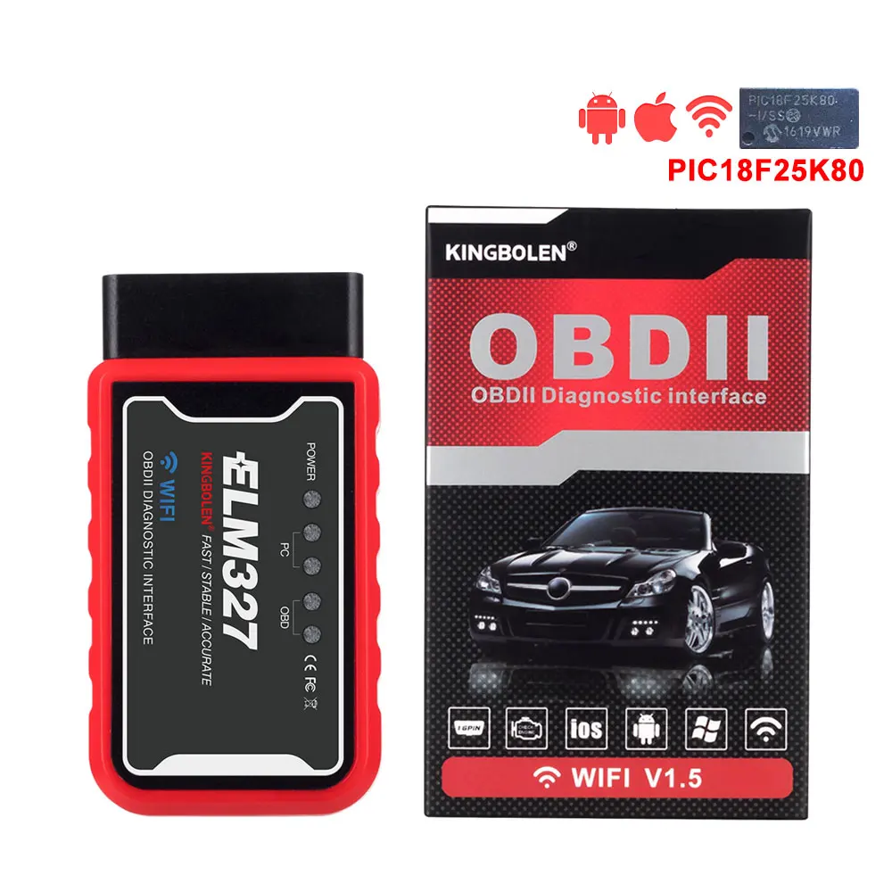 10 шт./лот ELM327 V1.5 Bluetooth/Wi-Fi чип PIC18F25K80 OBD2 сканер ELM 327 V1.5 OBDII автоматический диагностический инструмент для автомобиля 12 В