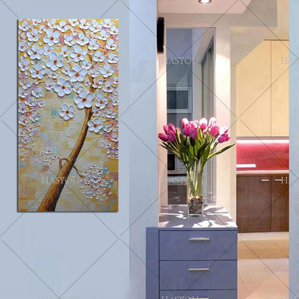 Оптовая продажа ручная роспись текстурированная палитра нож Цветочное дерево