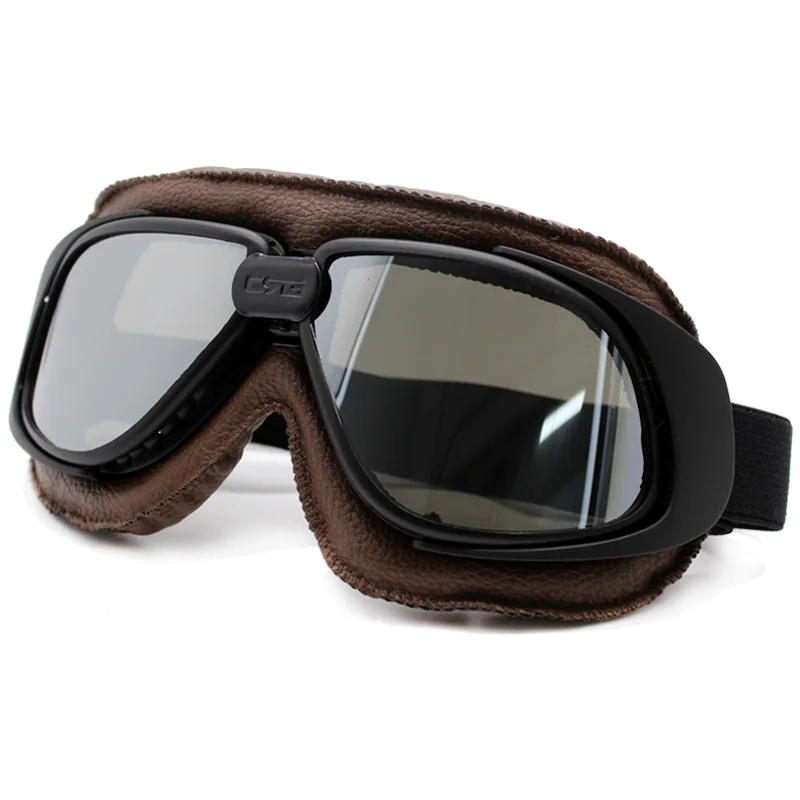 Silver Goggles Nuoxintr мотоциклетные очки s шлем с линза Дымчатого Цвета мотоциклетные очки Винтаж пилот байкер кожа мото велосипед очки ATV - Цвет: Silver Goggles