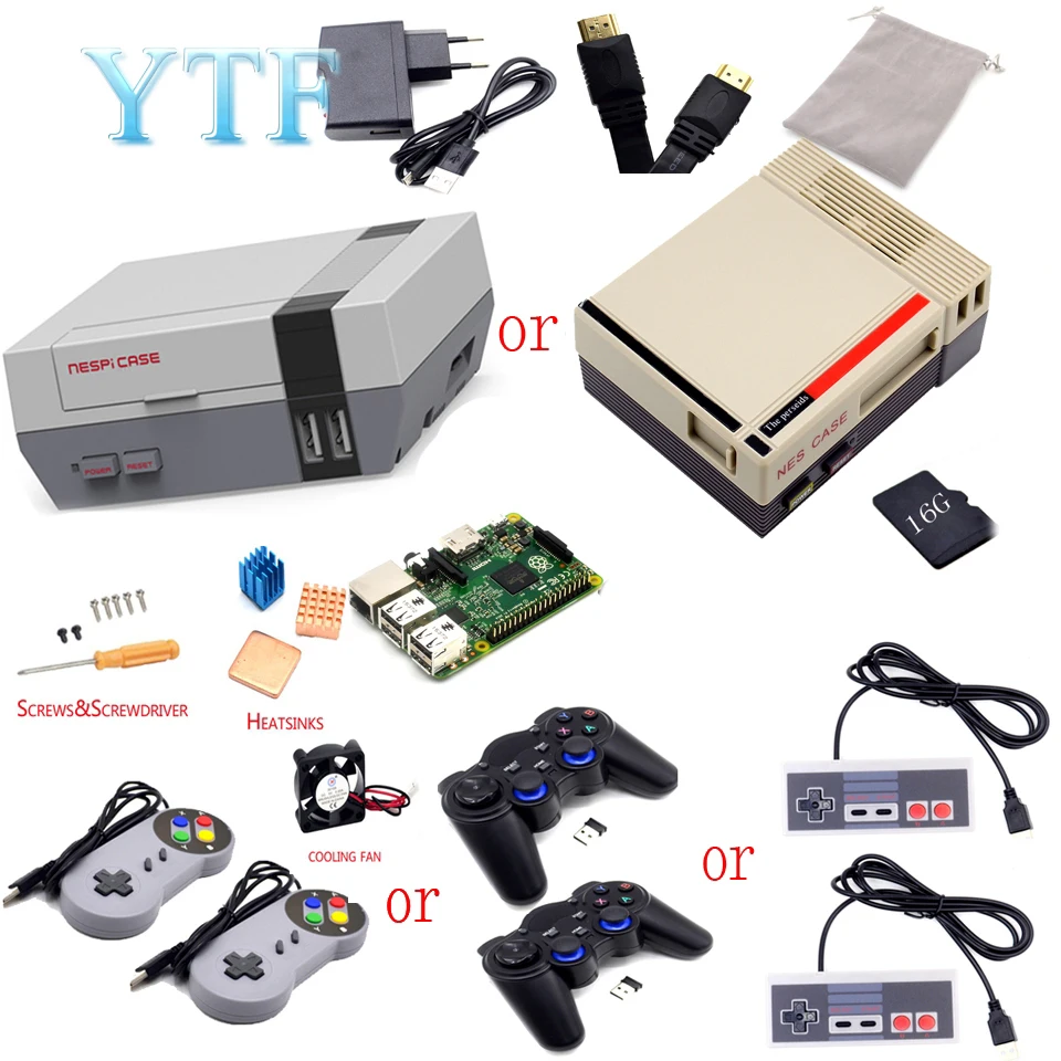 Чехол NESPI NES + Raspberry Pi 3 4 b карта 16 Гб вентилятор 2 шт. геймпада адаптер питания ЕС