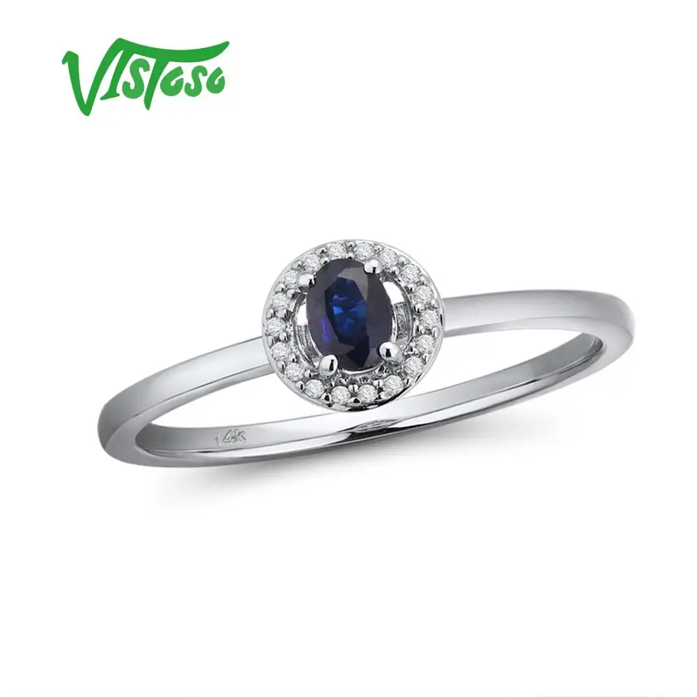 VISTOSO, 14 K, белое золото, кольца для леди, подлинный Блестящий Бриллиант, необычный сапфир, рубин, изумруд, обручение, юбилей, шикарное, хорошее ювелирное изделие
