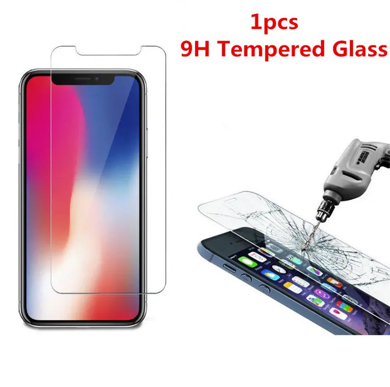 1pcs Tempered Glass Противоударный Гибридный защитный чехол для iPhone 7, 6, 6 S, 8, 5, 5S, Plus, SE, кредитный держатель для карт, слот для iPhone X, XS, MAX, XR, 8, чехол для телефона - Цвет: 1pcs Tempered Glass